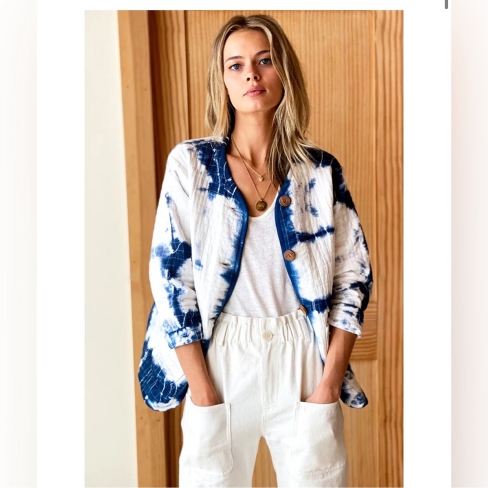 EMERSON FRY INDIA QUILTED JACKET - INDIGO TIE DYE ORGANIC Sz S